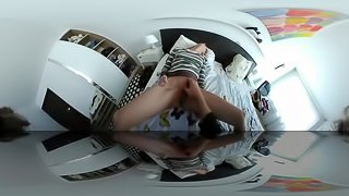 Cute teen enjoys fingering and sensual orgasm creampie VR