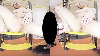 Outstanding VR sex in the gym with a fit brunette