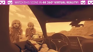 Two hot blonde babes fucking hard on mars VR porn parody threesome
